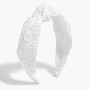 J.Crew white cotton eyelet turban knot headband